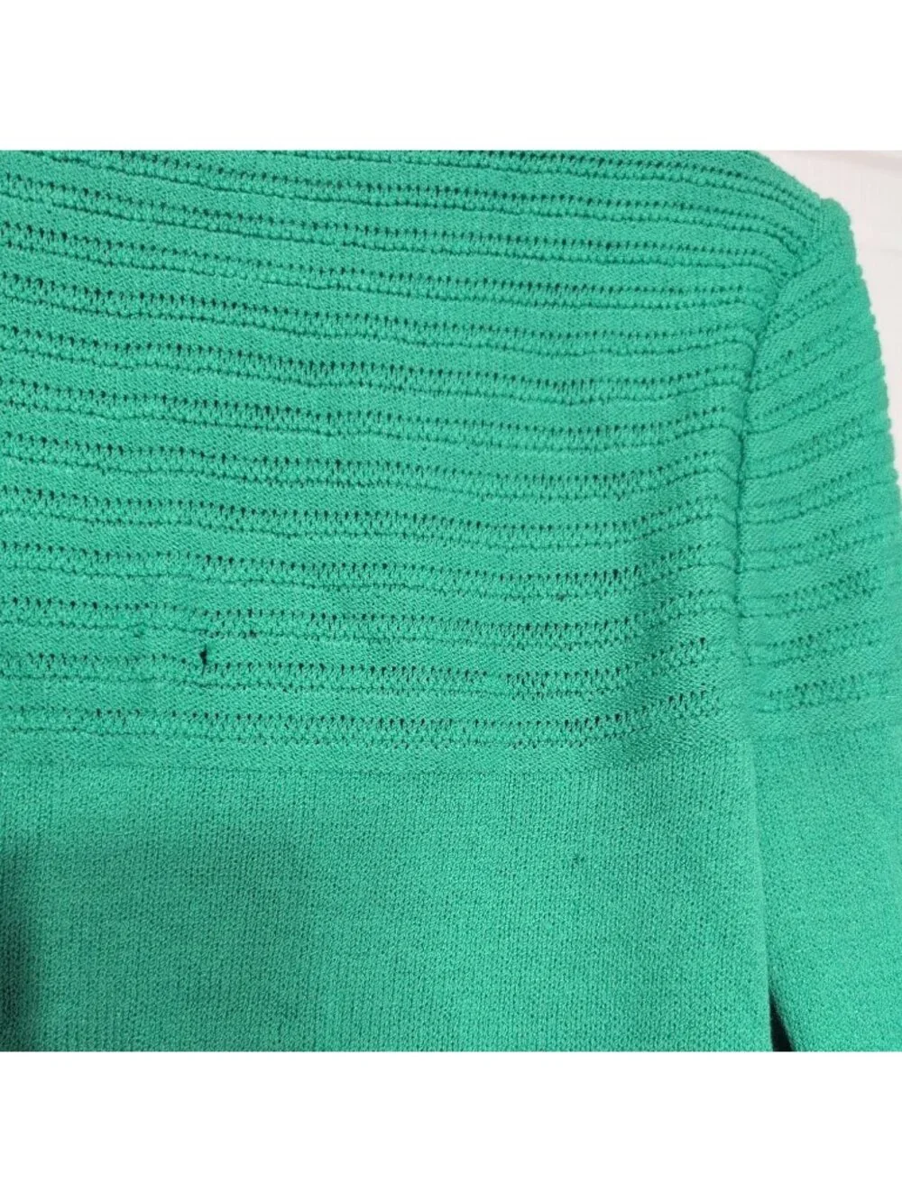 St John Santana Knit Cardigan Womens Size Small Green Wool Blend Long Sleeve